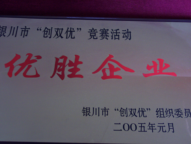 2005年1月银川“创双优”竞赛活动优胜企业